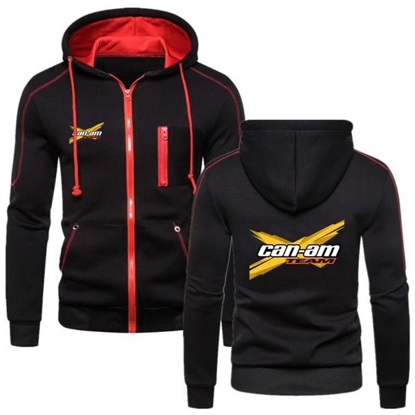 

men's hoodies & sweatshirts 2021 mens can-am brp comfortable cotton warm custom fitness solid fleece printing fashion zipper, Black