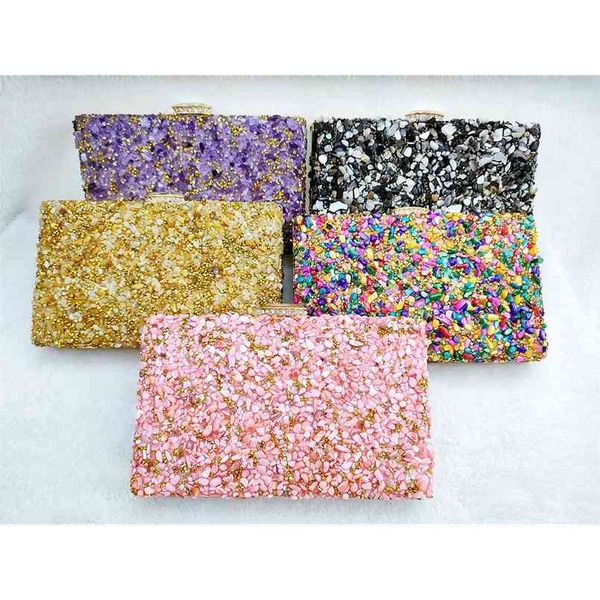 

chaliwini multicolor stones clutch bags women party purse evening clultches formal dinner handbags crystal 210823