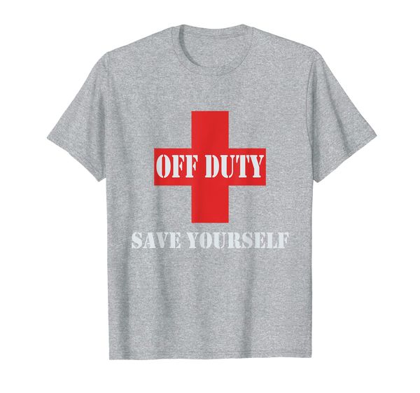 

off duty save yourself red white funny lifeguard worker t-shirt, White;black