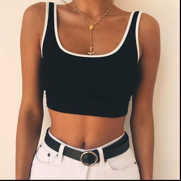 

casual tank women cropped sleeveless tank female vest halter 2021 summer backless crop camisole vest, White