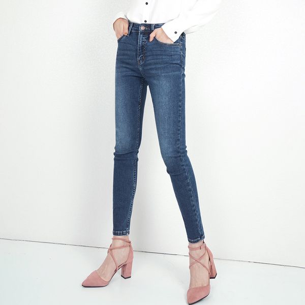 Jeans da donna a vita alta era sottile stile coreano piedi sottili elasticizzati da donna primavera estate quattro stagioni