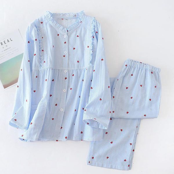 

new 100% cotton gauze vertical stripes maternity wear long sleeve pajamas set round neck lactation clothing breastfeeding suit, Black;red