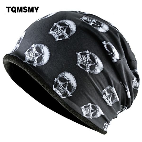 

tqmsmy fashion skull pattern hats for men winter warm skullies beanies women thick ski caps hip hop punk cool bone gorros y201024, Blue;gray