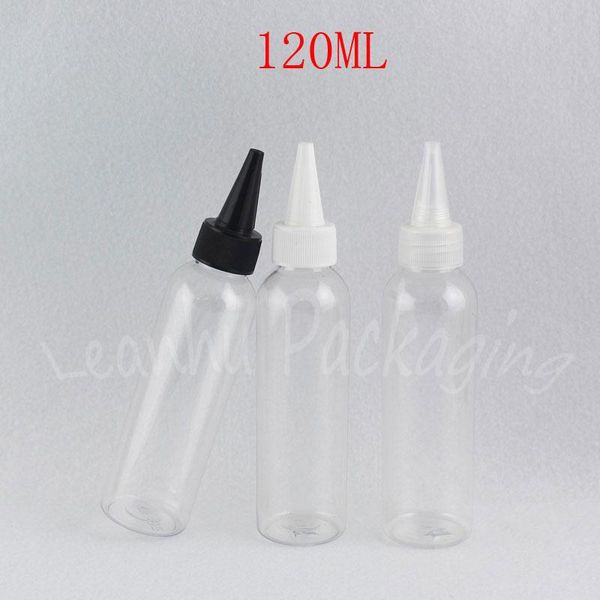 

120ml transparent plastic bottle pointed mouth cap , 120cc jam / cosmetic water packaging bottle , empty cosmetic container