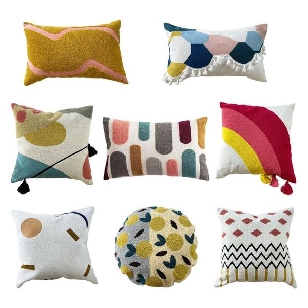 

cushion/decorative pillow throw cover outdoor embroidered soft cotton pillowcase home decoration without inserts invisible zipper enclosure