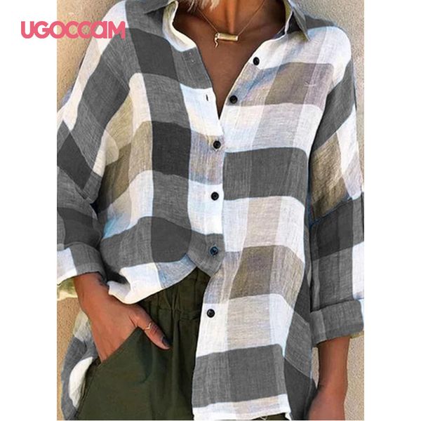 

ugoccam women blouse long sleeve blouse shirt loose shirt women and bloues plus size women's clothing blusas elegantes 210225, White