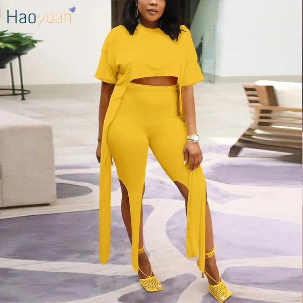 

women's tracksuits haoyuan plus size women clothing short sleeve crop fitness shorts summer outfits loungewear tracksuit two piece matc, Gray