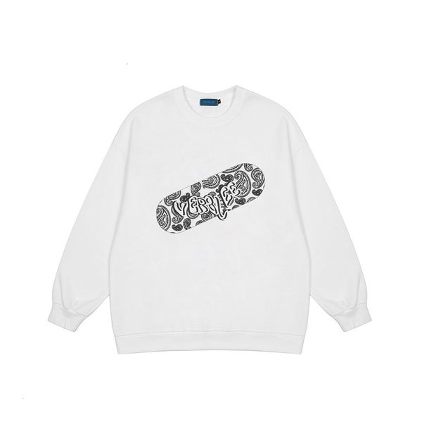 

sweatshirts cashew flower hoodless sweater mens high street fashion brand loose round neck long sleeve trendy sport pullover hoodie, Black
