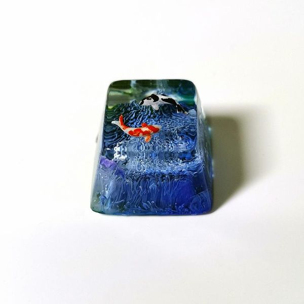 

keyboards koi design resin keycaps for cherry mx switch mechanical gaming keyboard pink purple red blue color handmade customized
