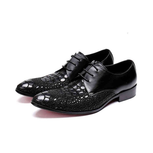 

fashion men grain pattern low heel dress shoes casual wedding formal flat breathable wedge, Black