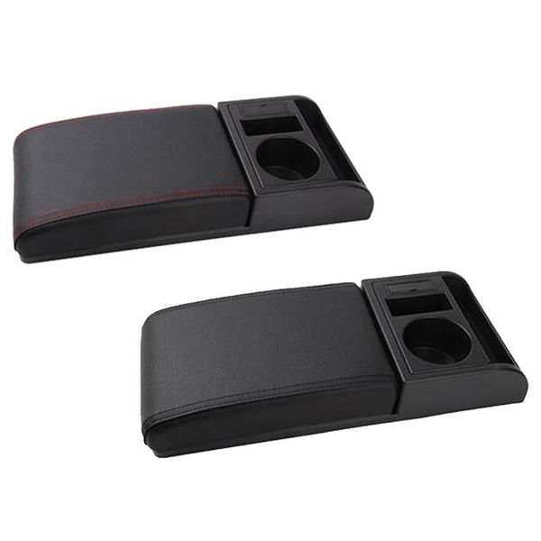 

car organizer universal pu leather armrest cup holder storage box soft elbow support cushion movable pad