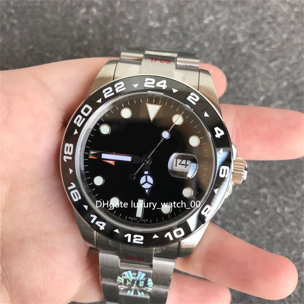

high end boutique watch kf factory 42mm stainless steel men's watches gmt orange pointer ceramic bezel asia 2813 movement selling divin, Slivery;brown