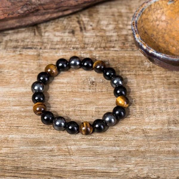 

natural black onyx with stone hematite stones tiger eye beaded strand wrap buddha bracelets&bangles jewelry epacket
