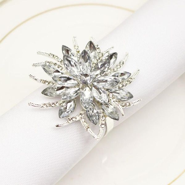 

napkin rings 6pcs rhinestone lotus flower shape buckle holder ring towel wedding dinner table decor