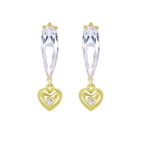 San Valentino Golden Love Goccia Orecchini pendenti Orecchini a cuore lungo Orecchini a spillo in argento Regali per matrimoni Alla moda Festa per ragazze con frange