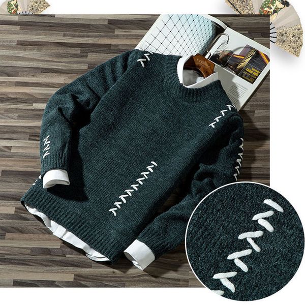 

"casual maneuver" "long autumn" "male-style "flat-knit blue nightgown" "sweater jumper" "c, White;black