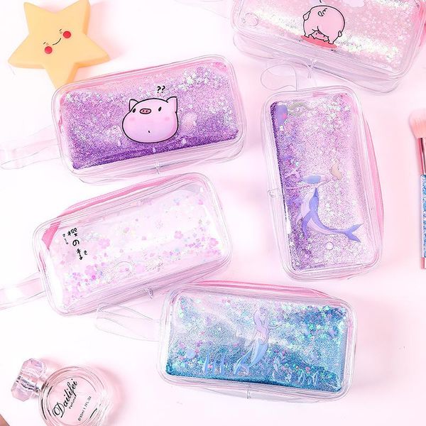 

cosmetic bags & cases kawaii pencil case ins transparent gift estuches school pen supplies bag large capacity cute pig pouch mo143
