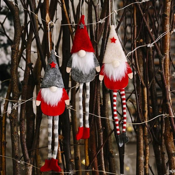 

3 pack christmas faceless long leg gnome santa xmas tree hanging drop ornament doll decorations for home pendant gifts