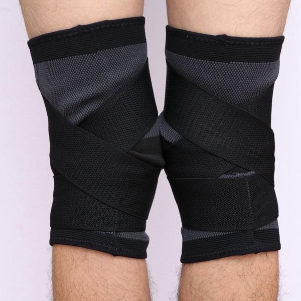 

elbow & knee pads 2 pcs compression sleeve brace support with adjustable strap for pain relief running basketball exercises, Black;gray