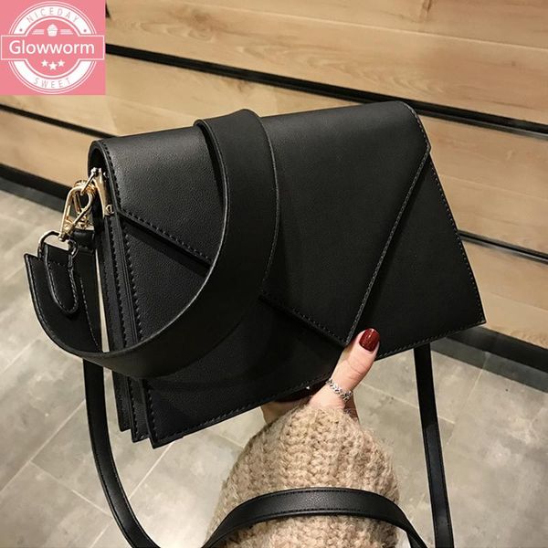 

shoulder bags fashion wide strap square women designer messenger bag luxury pu leather crossbody small flap lady purses 2021