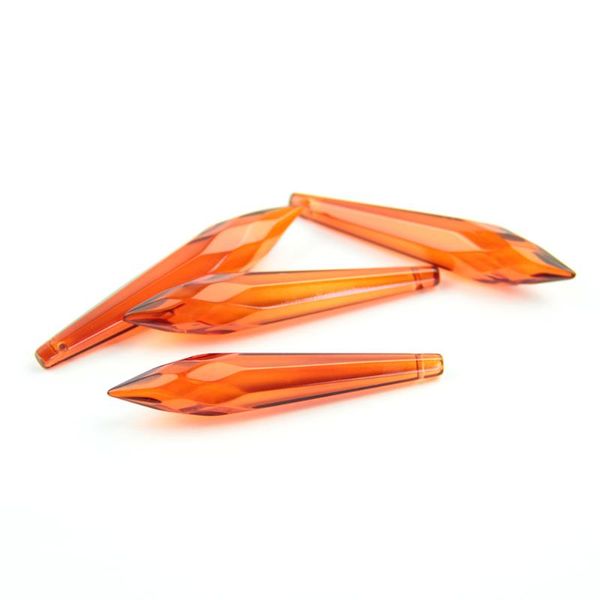 

10pieces 63mm orange red crystal glass u-drop icicle prism part hanging suncatcher pendant