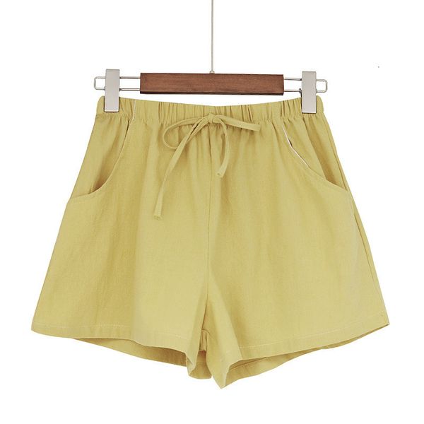 

loose running summer cotton linen comfortable feminino women elastic waist casual belt pocket shorts, White;black
