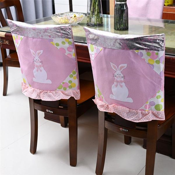 

home easter chair covers 48*48cm cloth bunny pink blue kitchen chair cover happy easter party home chair decoration zc043