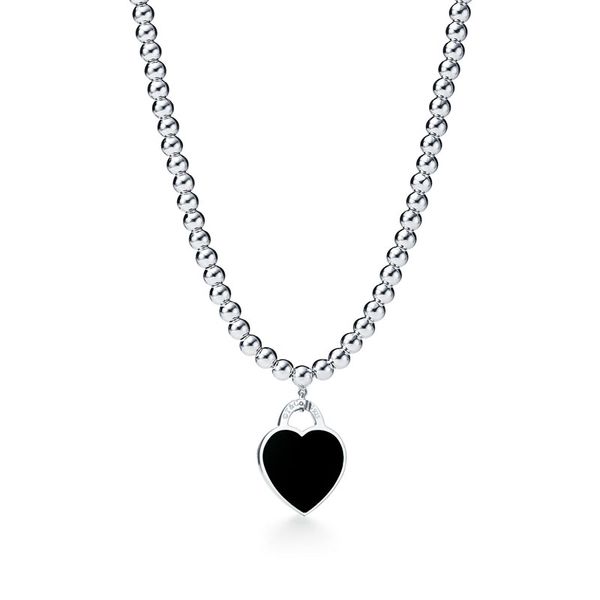 

luxury necklace designer jewelry bracelet brand shaped tfny enamel black heart necklace for womens fashion brands necklaces valentine's, Silver