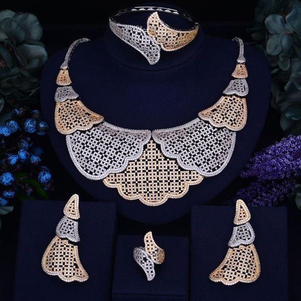 

earrings & necklace godki luxury leaf feather women nigerian wedding naija bride cubic zirconia dubai 4pcs jewelry set jewellery addiction, Silver