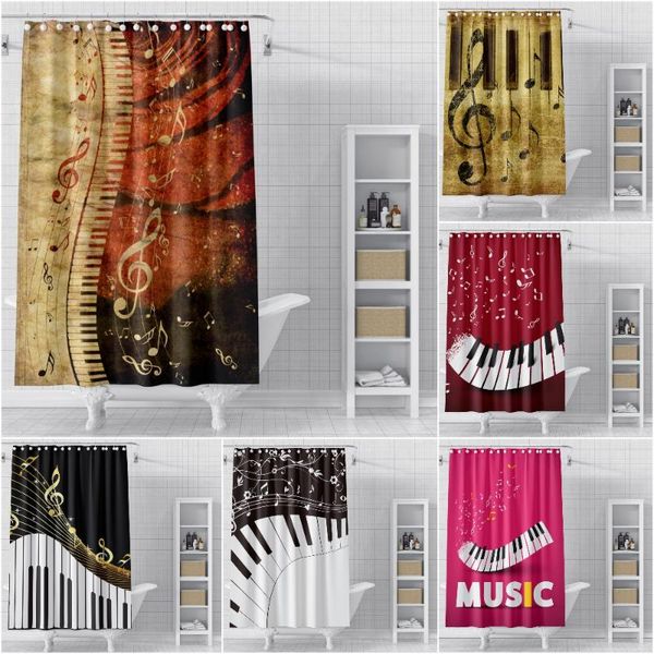 

shower curtains 3d music curtain waterproof mildew proof bathroom with hooks solid bath toilet door home decor