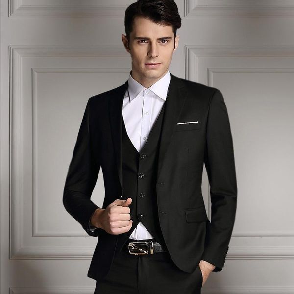 

men's suits & blazers spring and summer men three-piece set groom marriage formal dress man suit business wear wedding, White;black