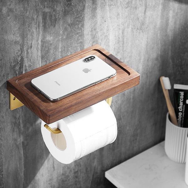 

2021 new gold and wood bathroom roll box rack toilet paper holder tissue boxes 5ze1
