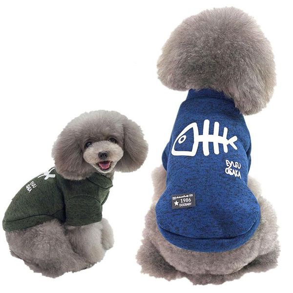 

dog apparel dozzlor fish clothes blue gray and green lovely warm puppy cat vest casual pattern pet shirts