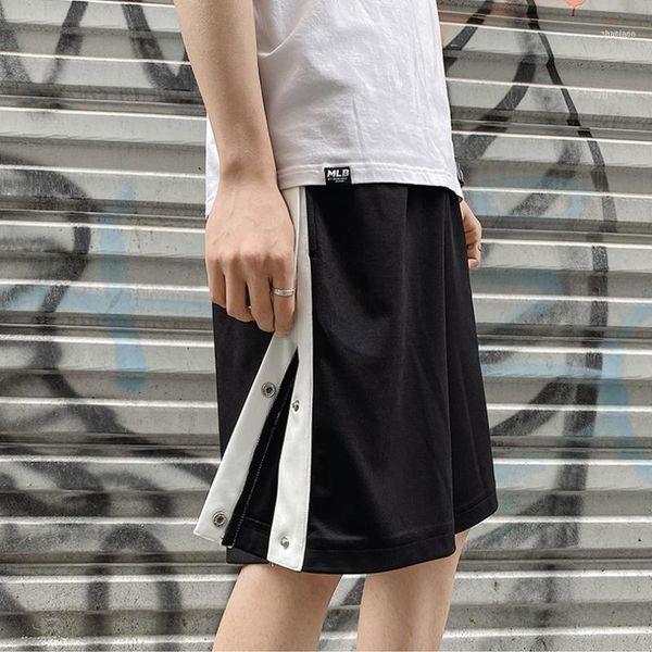 

summer men's sports shorts polyester quick-drying removable casual pants stitching fashion breathable basketball sweatpants1, White;black