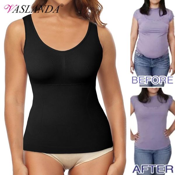 

women's shapers women shapewear tank tummy control seamless body shaper compression slimming underwear waist trainer shirts, Black;white