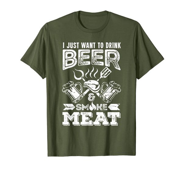 

Mens I just want to drink Beer smoke Meat tasting gift T-Shirt, Mainly pictures