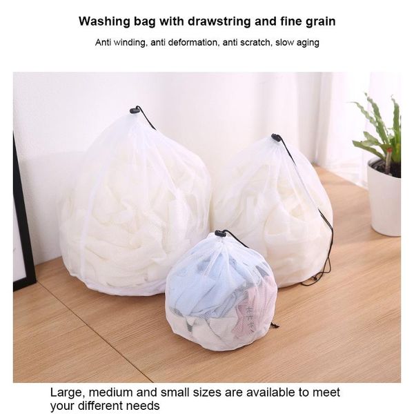 

3 size drawstring mesh net laundry washing bag for underwear bra socks household foldable clothes laundry storage accessories