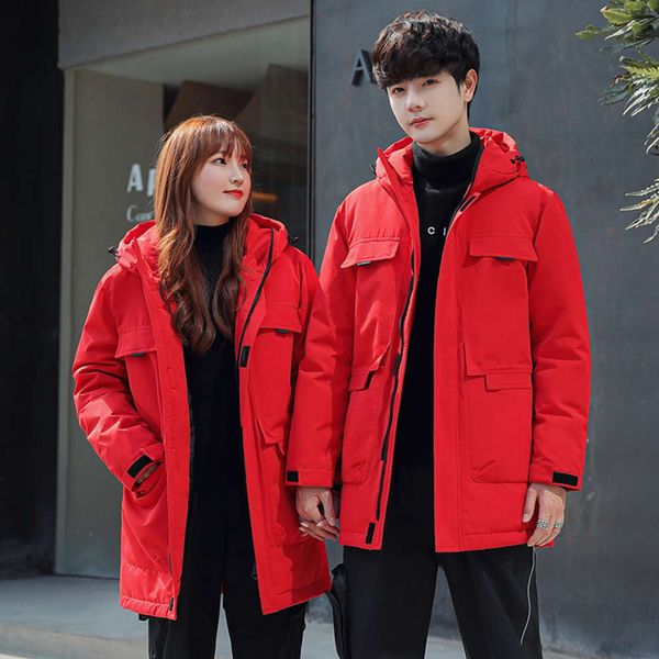 

2020 new down jacket men's coat thickened winter white duck down couple work clothes leisure trend handsome top, Black