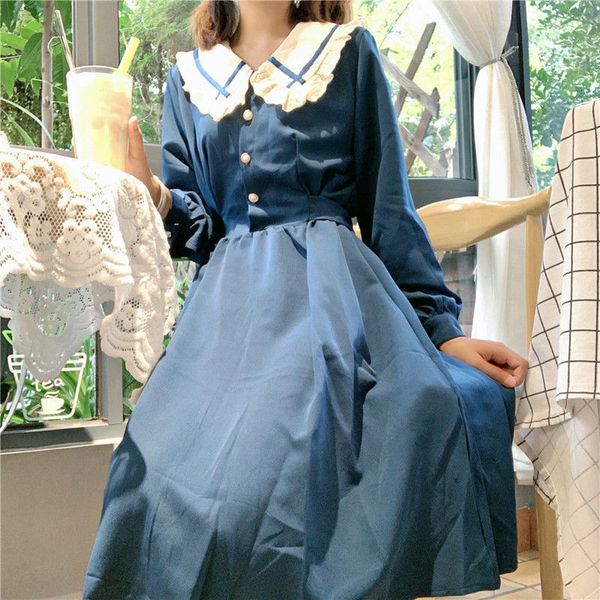 

spring lolita elegant japanese patchwrok kawaii party midi french designer korean women 2021 new 8gjl 6cf4, Black;gray