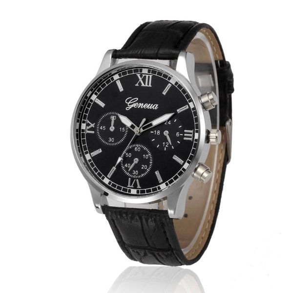 

wristwatches men silver black business quartz watches genuine leather watchband casual fashion clock relogio masculino luxury watch, Slivery;brown