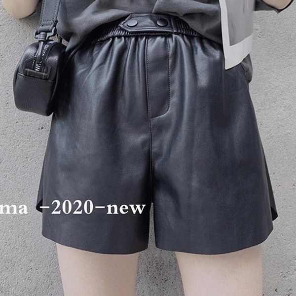 

women's shorts women leather autumn and winter pu high waist loose a- line pants ropa mujer, White;black