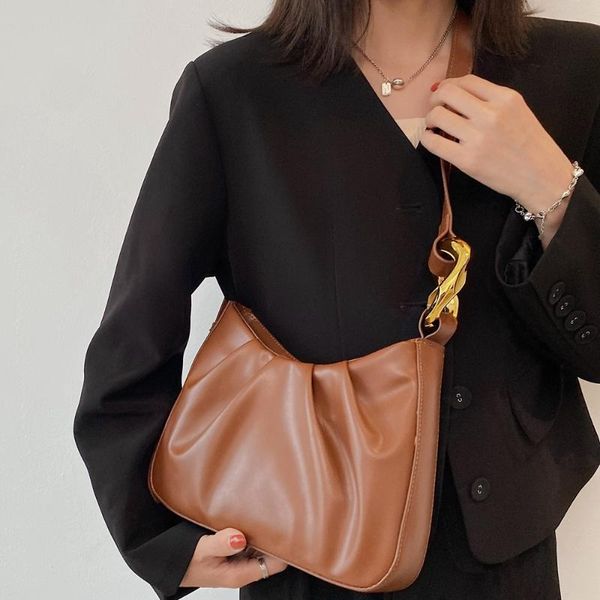 

evening bags ruched small crossbody for women 2021 designer baguette bag solid simple fashion shouldr female