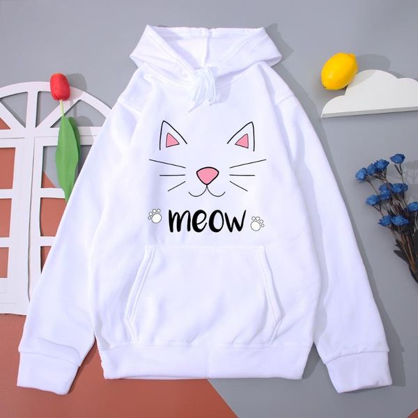 

women's hoodies & sweatshirts frauen kawaii katze druck pet lustige tier grafik sweatshirt weibliche herbst 90s damen stil kleidung net, Black