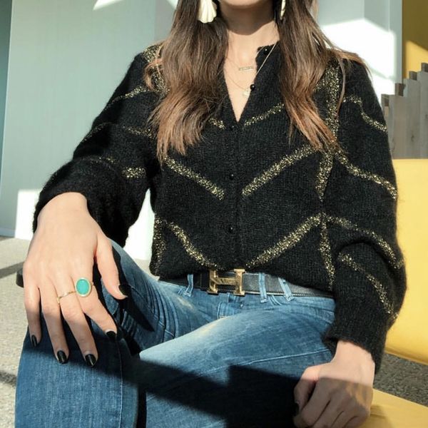 

spring new mohair women knitted cardigan ladies single-breasted puff sleeve knitwear coat loose female outwear 210218, White;black