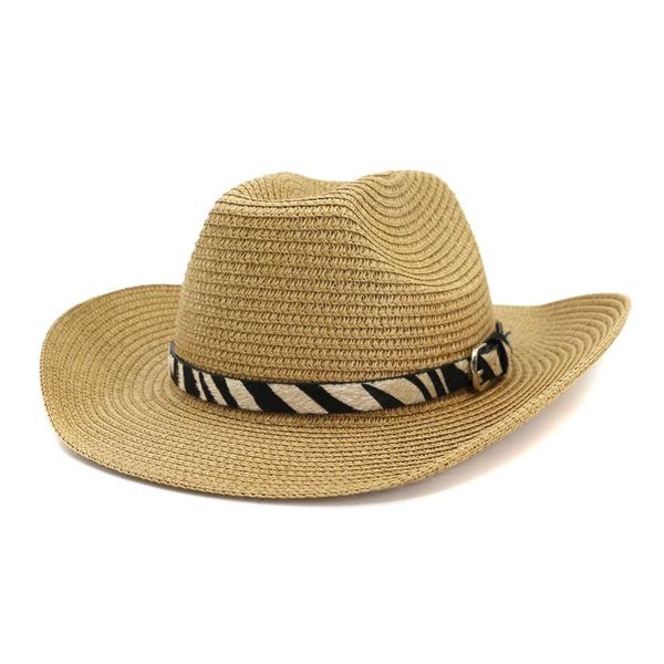 

cloches summer mens panama women cowboy straw sun hats hollow cap for girls vintage beach leopard band fedoras jazz, Blue;gray