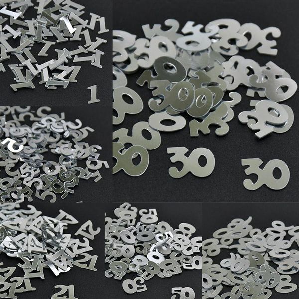 

party decoration 15g/bags silver number confetti figure 1 5 30 50 60 90 diy birthday decorations kids anniversary