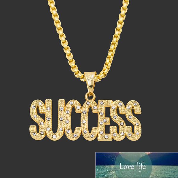 

statement success letter pendant necklaces women men hip hop jewelry fashion gold long chain necklaces & pendants gift factory price expert, Silver