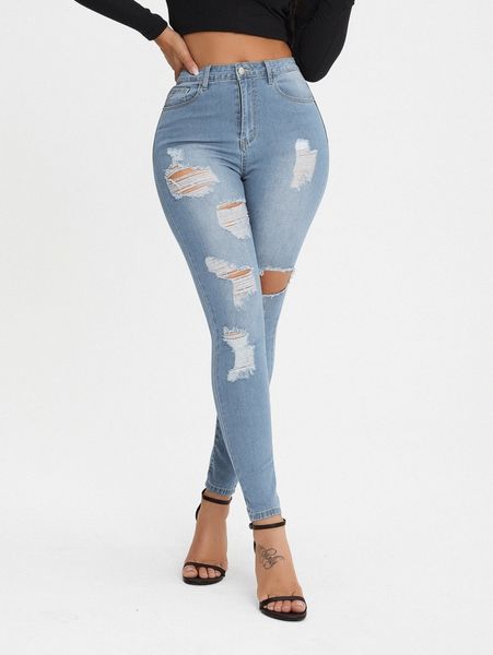 

curvy high-rise ripped skinny jeans t2cj#, Blue