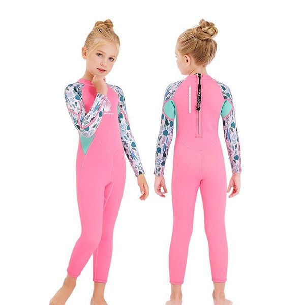 

one-piece suits children's wetsuit 2.5mm girls swimsuit warm long sleeve sunscreen surfing diving suit swimming jumpsuit kids 2021