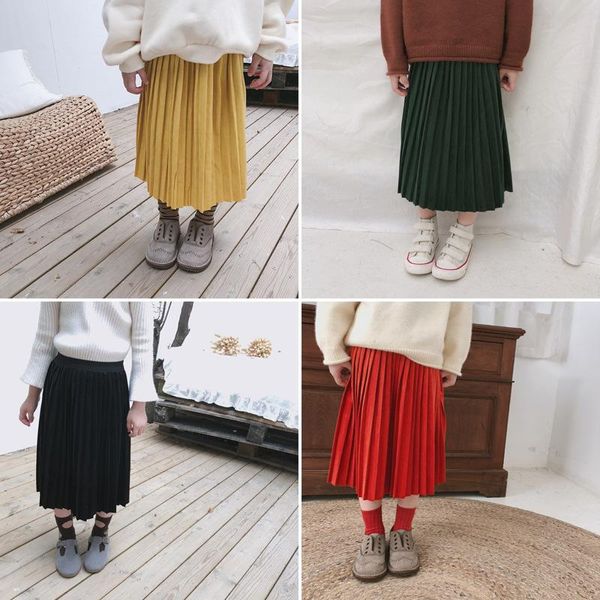 

skirts autumn winter baby girls pleated velvet skirt long tulle kids princess wedding party dance pettiskirt, Blue